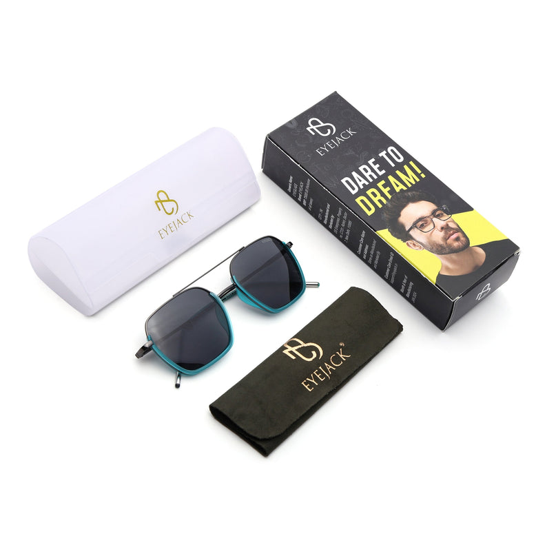 Eyejack Sea Green & Grey Wayfarer Polarized Sunglasses for Men & Women (2508PCL1533)