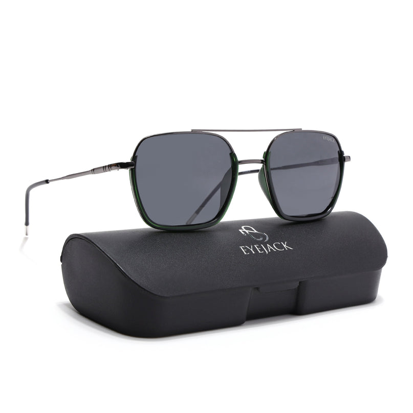 Eyejack Green & Grey Wayfarer Polarized Sunglasses for Men & Women (2508PCL1534)