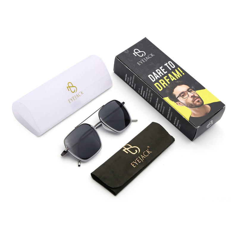 Eyejack Transparent & Grey Wayfarer Polarized Sunglasses for Men & Women (2508PCL1535)