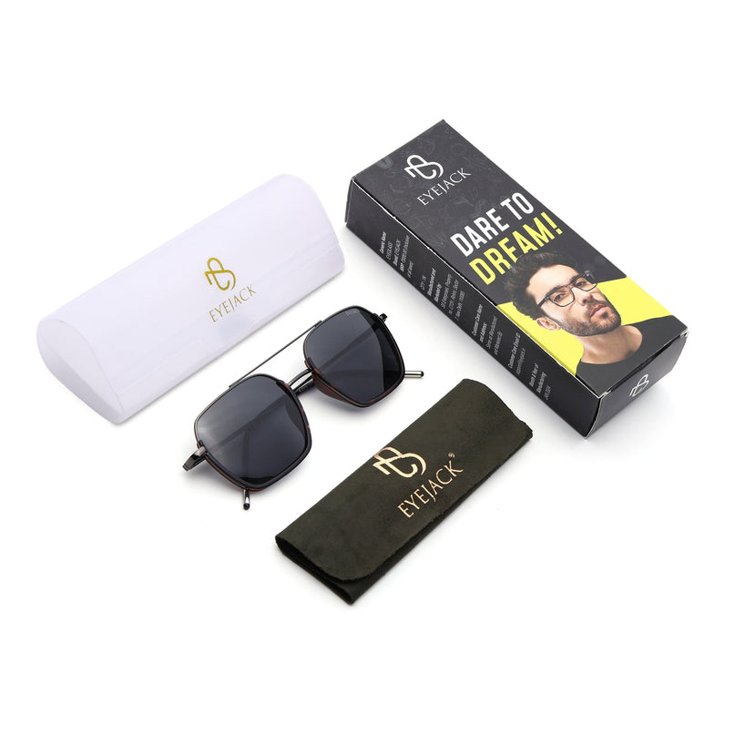 Eyejack Demi Brown & Grey Wayfarer Polarized Sunglasses for Men & Women (2508PCL1537)