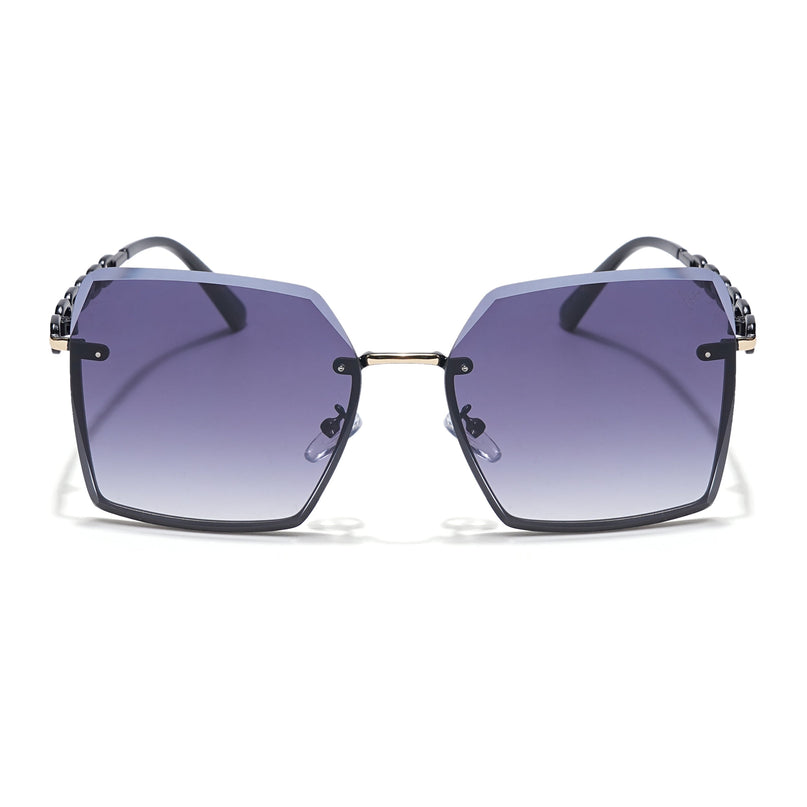Over Size Sunglasses (Grey & Clear Lens | Golden Frame - MG5796)