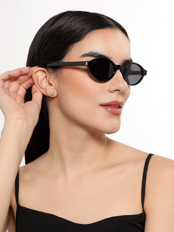 Eyejack Black Oval Sunglasses for Women (2537CL2185)
