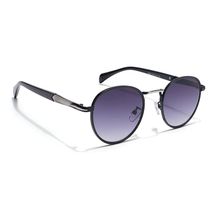Round Sunglasses (Black & Clear Lens | Black & Silver Frame - MG5790)