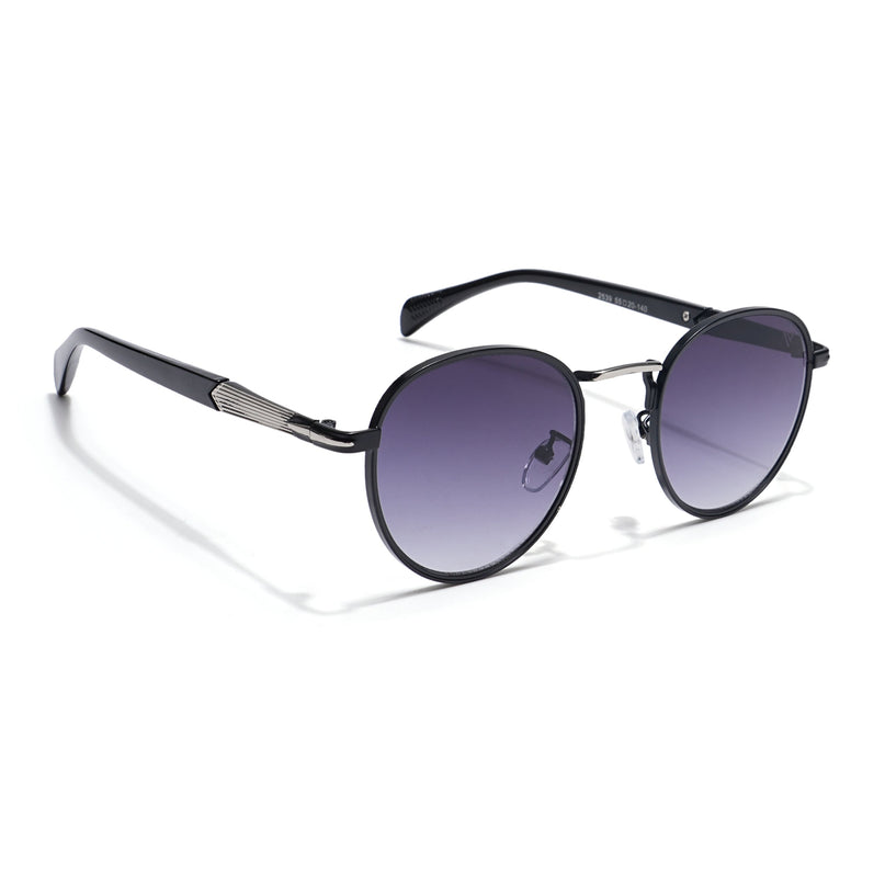 Round Sunglasses (Black & Clear Lens | Black & Silver Frame - MG5790)