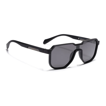 Hexagonal Polarized Sunglasses for Men & Women (Black Lens | Black Frame - PMG7356)