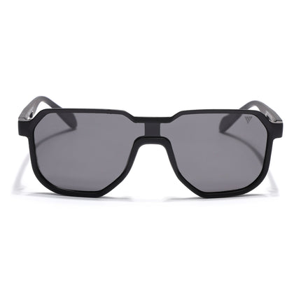 Hexagonal Polarized Sunglasses for Men & Women (Black Lens | Black Frame - PMG7356)