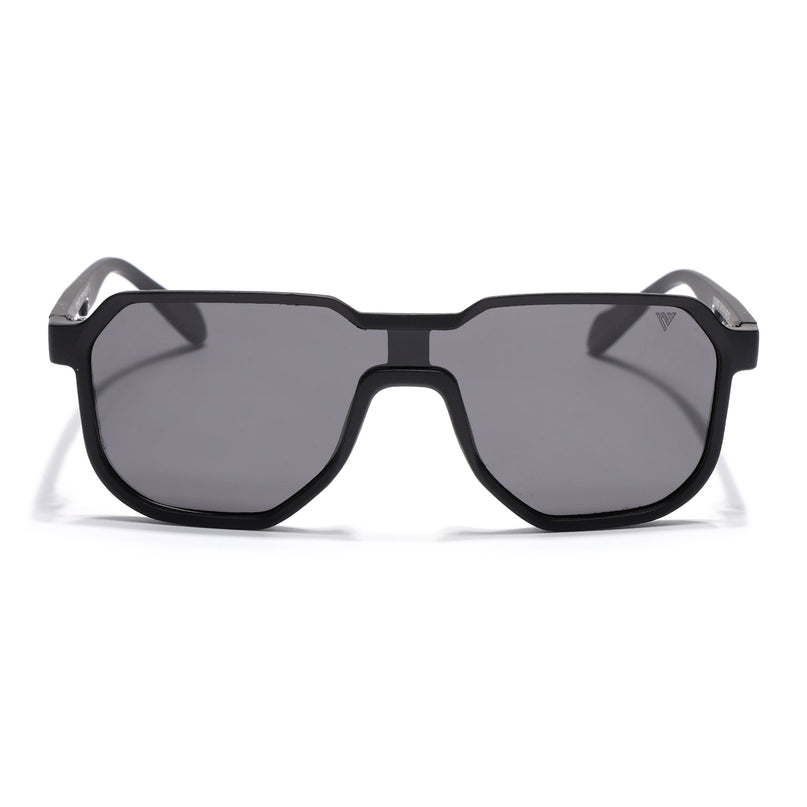 Hexagonal Polarized Sunglasses for Men & Women (Black Lens | Black Frame - PMG7356)