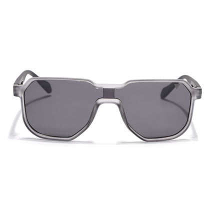 Hexagonal Polarized Sunglasses for Men & Women (Black Lens | Grey Frame - PMG7357)