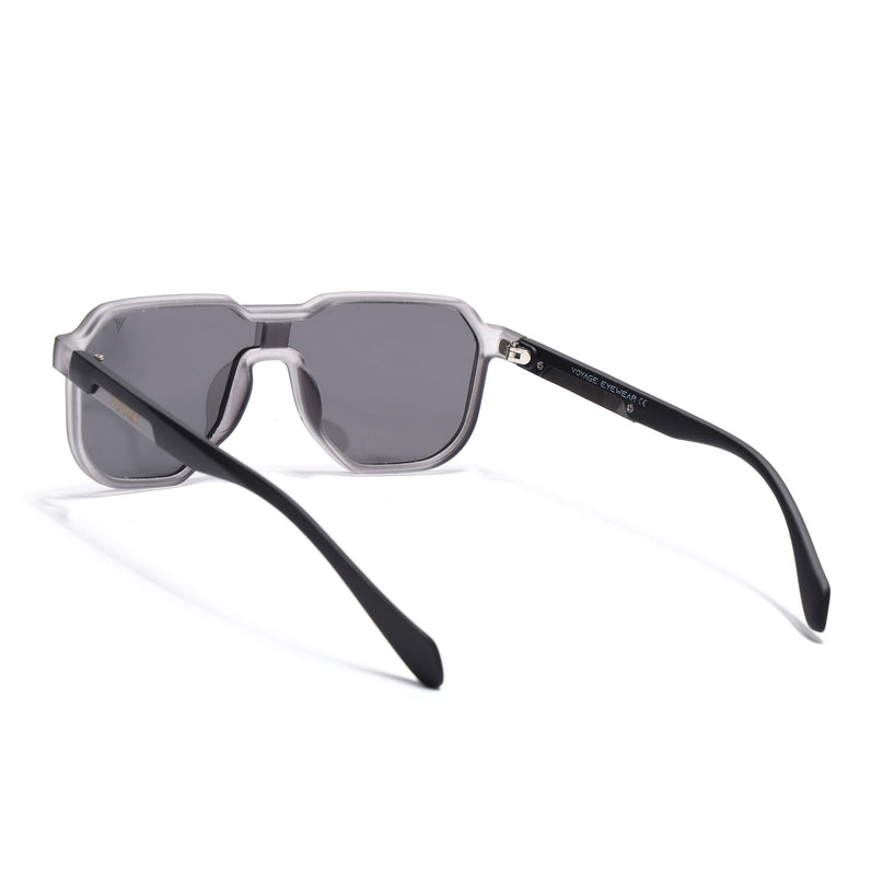 Hexagonal Polarized Sunglasses for Men & Women (Black Lens | Grey Frame - PMG7357)