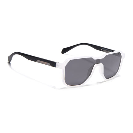 Hexagonal Polarized Sunglasses for Men & Women (Black Lens | Transparent Frame - PMG7358)