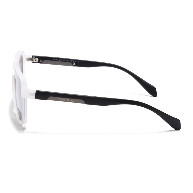 Hexagonal Polarized Sunglasses for Men & Women (Black Lens | Transparent Frame - PMG7358)