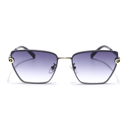 Cateye Sunglasses for Women (Grey & Clear Lens | Golden & Black Frame - MG7109)