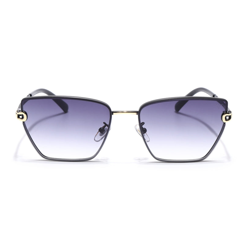 Cateye Sunglasses for Women (Grey & Clear Lens | Golden & Black Frame - MG7109)