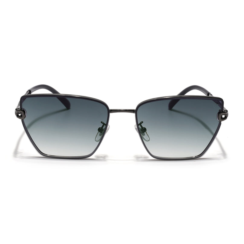 Cateye Sunglasses for Women (Green & Clear Lens | Grey Frame - MG7110)