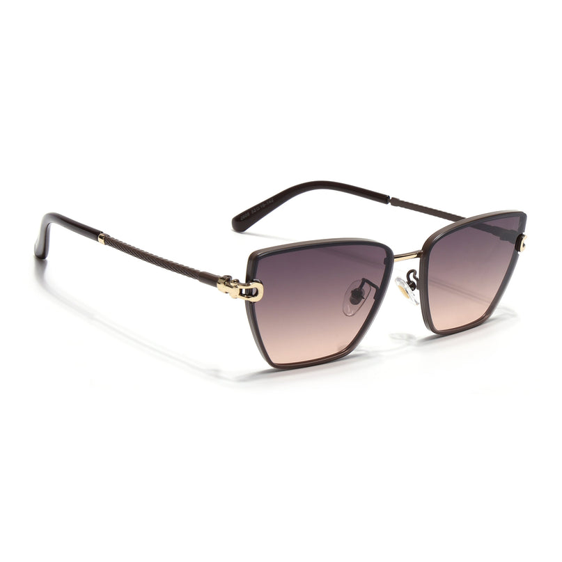 Cateye Sunglasses for Women (Black & Brown Lens | Brown Frame - MG7111)