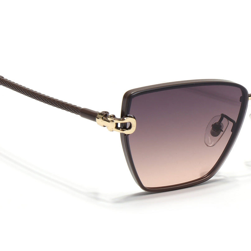 Cateye Sunglasses for Women (Black & Brown Lens | Brown Frame - MG7111)