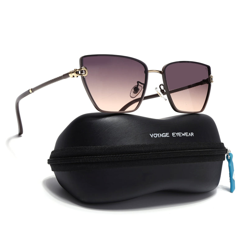 Cateye Sunglasses for Women (Black & Brown Lens | Brown Frame - MG7111)