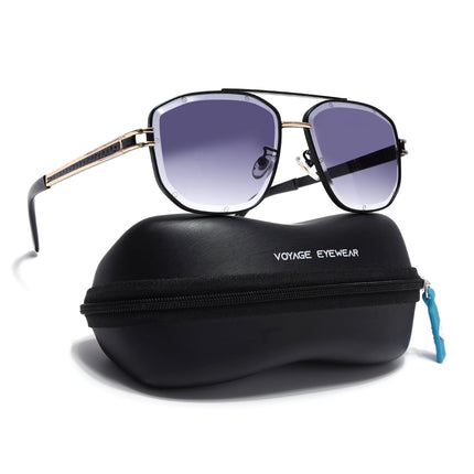 Wayfarer Sunglasses for Men & Women (Grey & Clear Lens | Black & Golden Frame - MG7113)