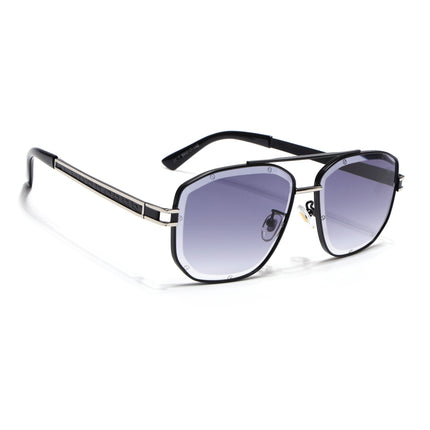 Wayfarer Sunglasses for Men & Women (Grey & Clear Lens | Black & Silver Frame - MG7114)