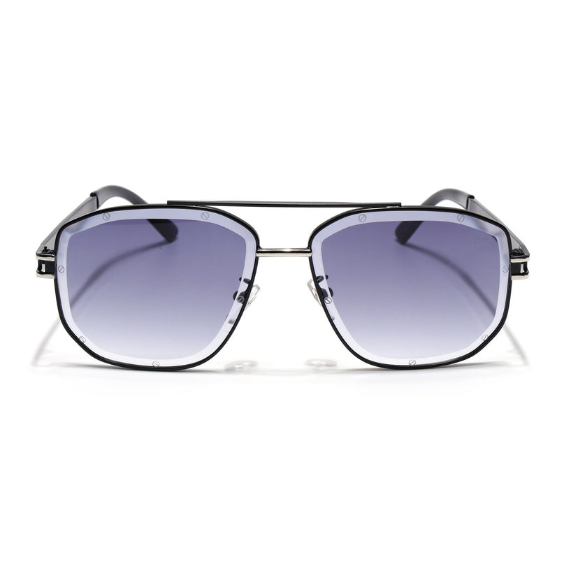 Wayfarer Sunglasses for Men & Women (Grey & Clear Lens | Black & Silver Frame - MG7114)