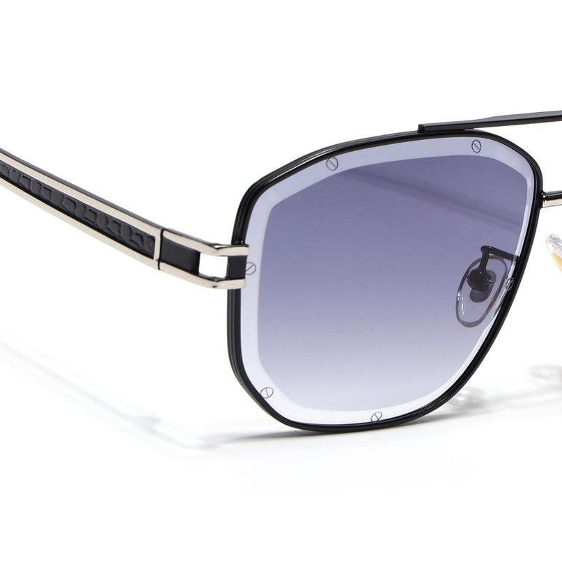 Wayfarer Sunglasses for Men & Women (Grey & Clear Lens | Black & Silver Frame - MG7114)