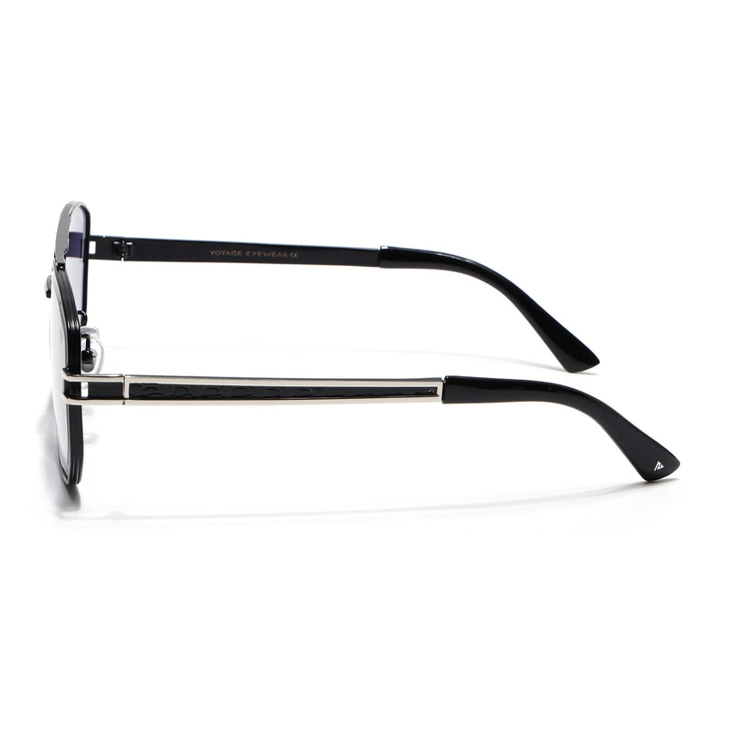 Wayfarer Sunglasses for Men & Women (Grey & Clear Lens | Black & Silver Frame - MG7114)