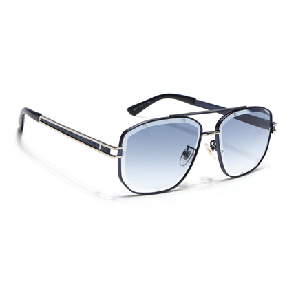 Wayfarer Sunglasses for Men & Women (Grey & Clear Lens | Blue & Silver Frame - MG7115)