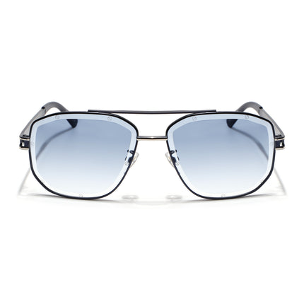 Wayfarer Sunglasses for Men & Women (Grey & Clear Lens | Blue & Silver Frame - MG7115)