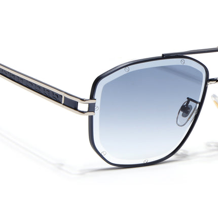 Wayfarer Sunglasses for Men & Women (Grey & Clear Lens | Blue & Silver Frame - MG7115)