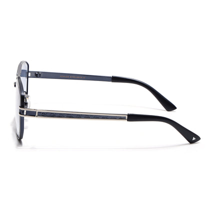 Wayfarer Sunglasses for Men & Women (Grey & Clear Lens | Blue & Silver Frame - MG7115)