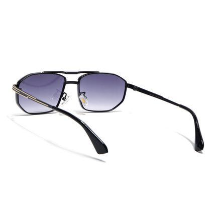 Rectangle Sunglasses for Men & Women (Grey & Clear Lens | Golden & Black Frame - MG7534)