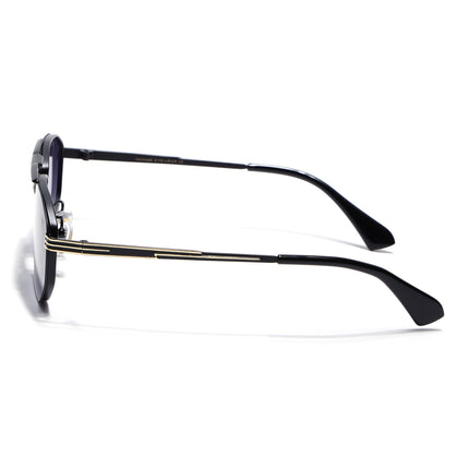 Rectangle Sunglasses for Men & Women (Grey & Clear Lens | Golden & Black Frame - MG7534)