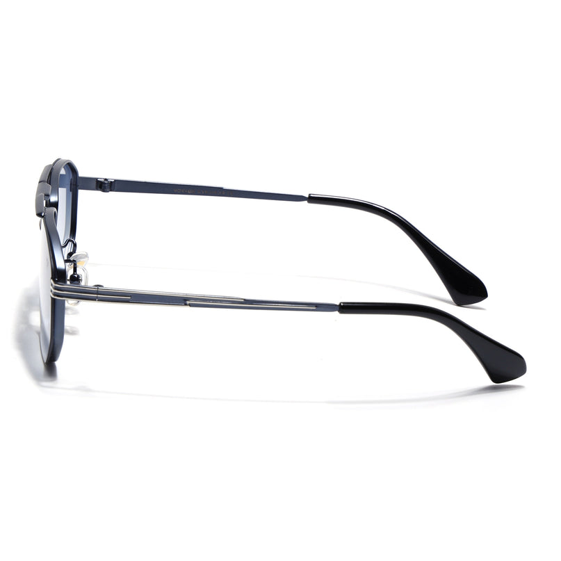 Rectangle Sunglasses for Men & Women (Blue & Clear Lens | Blue & Silver Frame - MG7535)