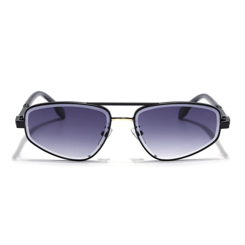 Rectangle Sunglasses for Men & Women (Grey & Clear Lens | Black Frame - MG7518)