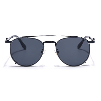 Round Sunglasses for Men & Women (Black Lens | Black Frame - MG7536)
