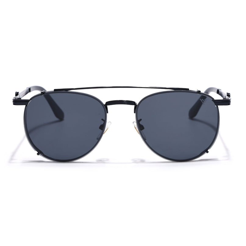 Round Sunglasses for Men & Women (Black Lens | Black Frame - MG7536)