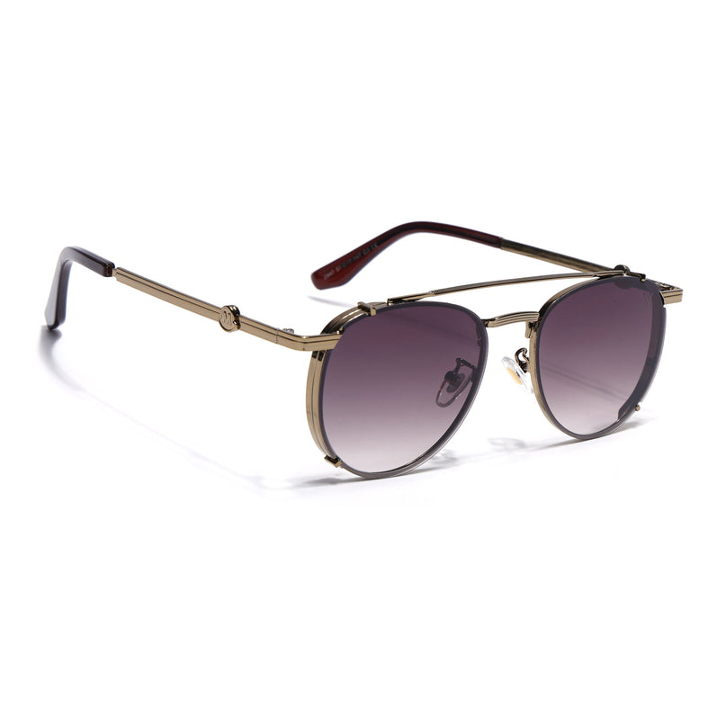 Round Sunglasses for Men & Women (Brown & Clear Lens | Golden & Brown Frame - MG7537)