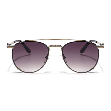 Round Sunglasses for Men & Women (Brown & Clear Lens | Golden & Brown Frame - MG7537)