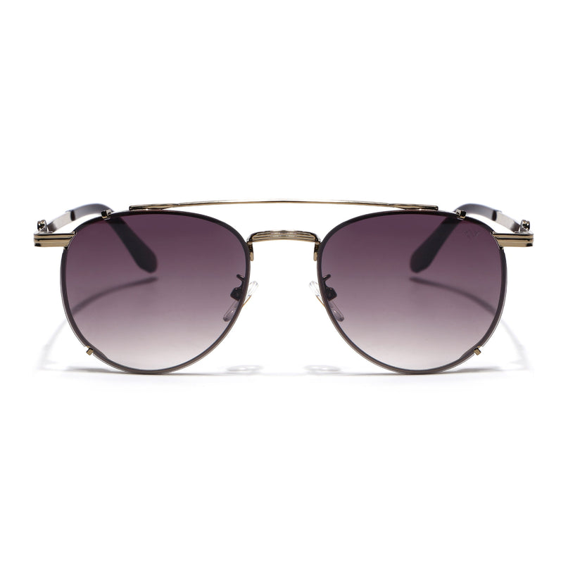 Round Sunglasses for Men & Women (Brown & Clear Lens | Golden & Brown Frame - MG7537)