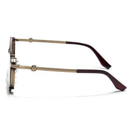 Round Sunglasses for Men & Women (Brown & Clear Lens | Golden & Brown Frame - MG7537)