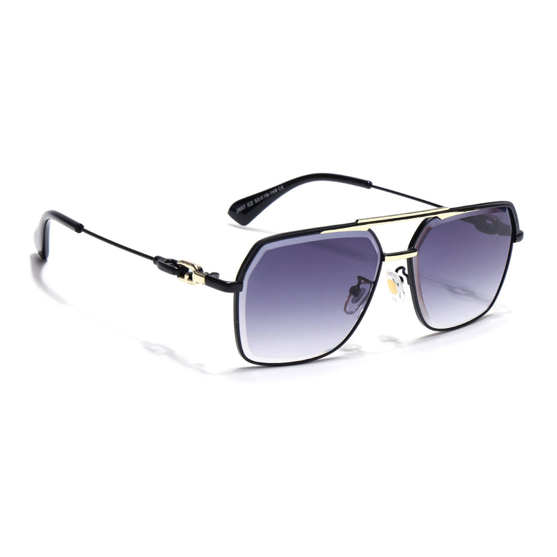 Wayfarer Sunglasses for Men & Women (Grey & Clear Lens | Golden & Black Frame - MG7531)