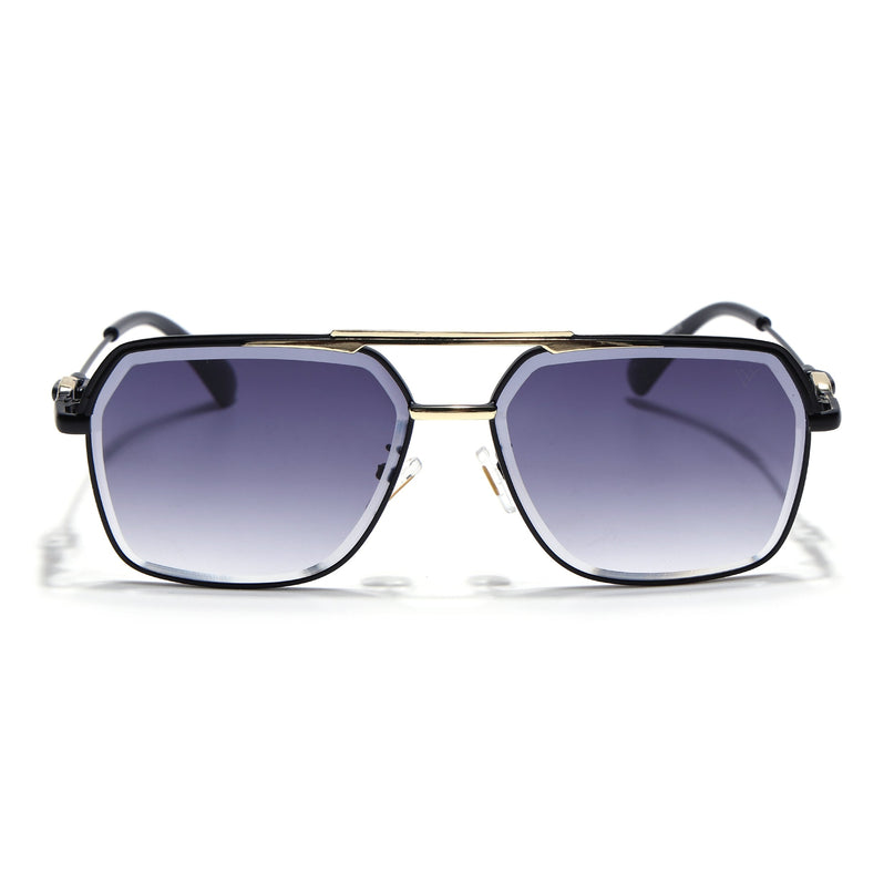 Wayfarer Sunglasses for Men & Women (Grey & Clear Lens | Golden & Black Frame - MG7531)
