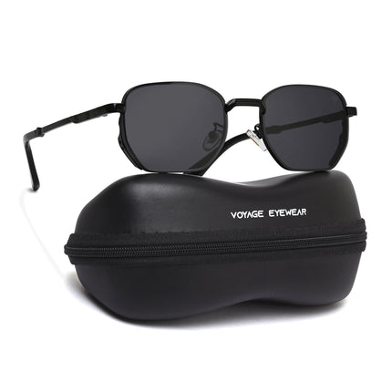 Rectangle Sunglasses for Men & Women (Black Lens | Black Frame - MG7839)