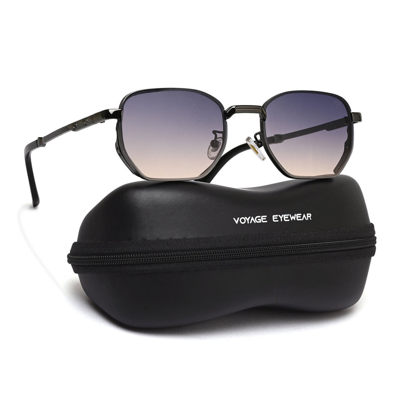 Rectangle Sunglasses for Men & Women (Grey & Brown Lens | Grey Frame - MG7841)