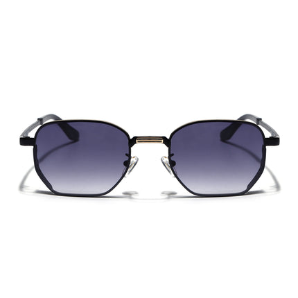 Rectangle Sunglasses for Men & Women (Grey Lens | Black & Golden Frame - MG7842)