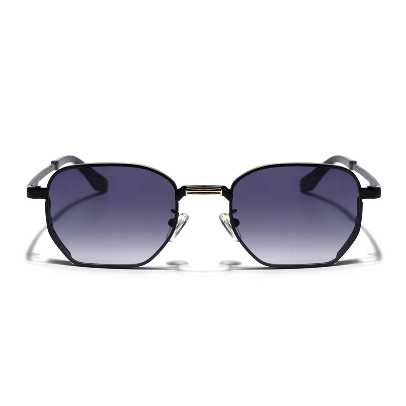 Rectangle Sunglasses for Men & Women (Grey Lens | Black & Golden Frame - MG7842)