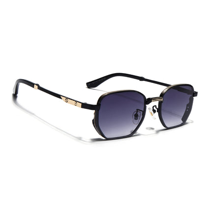Rectangle Sunglasses for Men & Women (Grey Lens | Black & Golden Frame - MG7842)