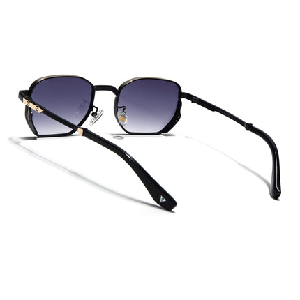 Rectangle Sunglasses for Men & Women (Grey Lens | Black & Golden Frame - MG7842)