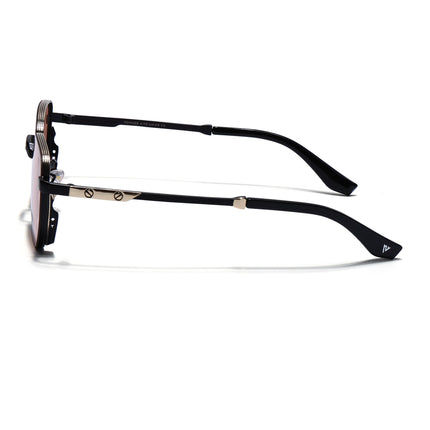 Rectangle Sunglasses for Men & Women (Pink Lens | Black & Golden Frame - MG7843)