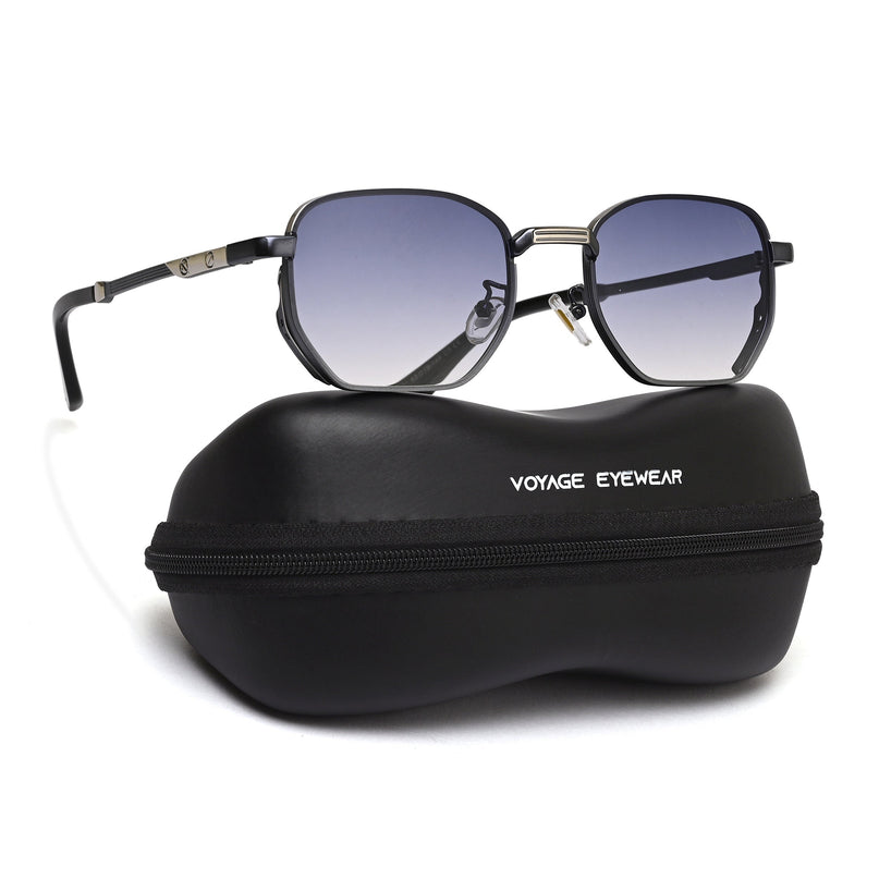 Rectangle Sunglasses for Men & Women (Blue Lens | Blue Frame - MG7844)